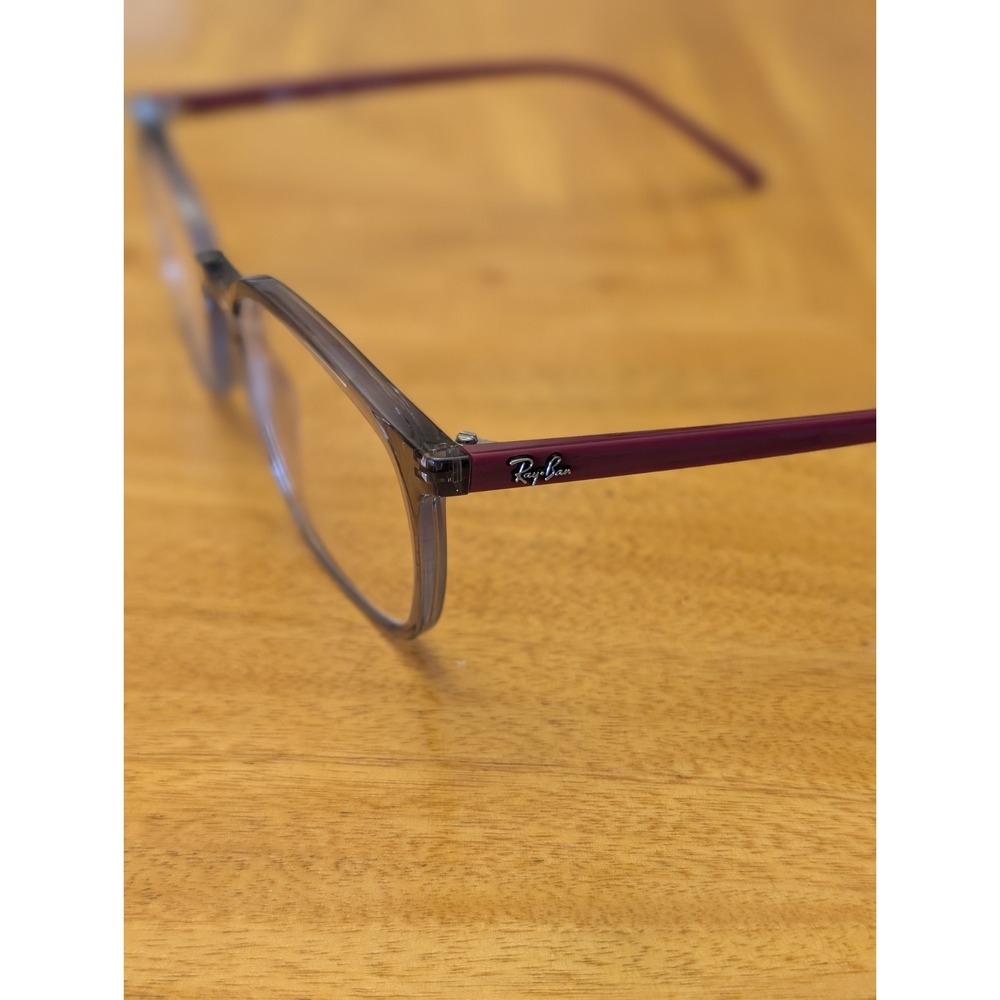 RAY-BAN RB7185 8083 Gray Crystal/Burgundy Red Eyeglasses Frame 52-18-145 - Picture 4 of 8